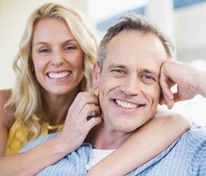 woman man smiling